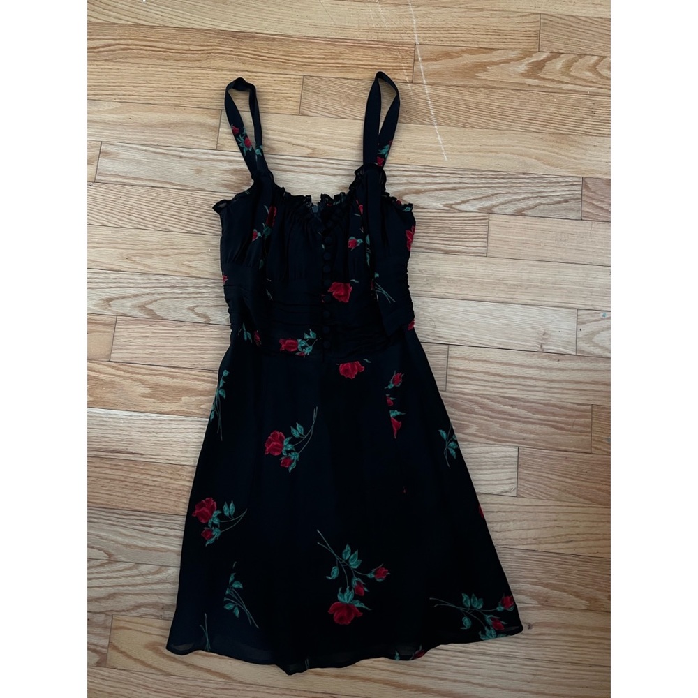 NWOT Reformation Black and Red Floral Dress